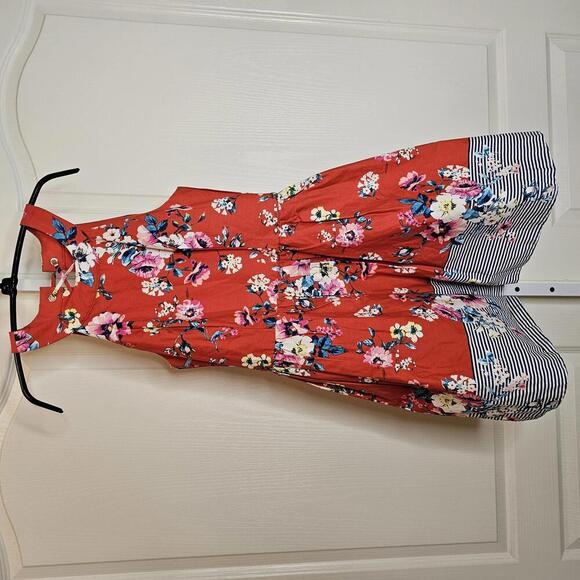 Trixxi Floral Midi Dress with Striped Hem - Picture 1 of 7